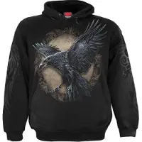 Spiral Trui met capuchon - Raven Wise - S tot XXL - voor Mannen - zwart - Maat S