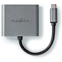 Nedis Usb-c Adapter - Usb-c Mannelijk Naar 2x Hdmi Vrouwelijk - 10cm - Zwart