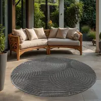 Muratap Berlin outdoor japandi rond - vloerkleed binnen en buiten laagpolig tapijt tuin- 200 cm rond