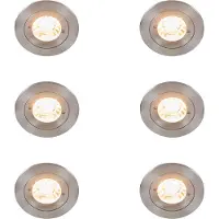 QAZQA Set van 6 moderne inbouwspots staal rond IP44 - Xena