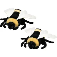 Nature Planet Knuffeldier Honingbij/bijen - 2x - pluche knuffel - geel/zwart - 15 cm