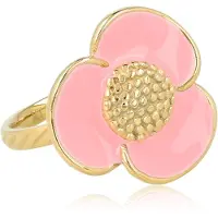 My Bendel - Bloemen Ring met Roze Epoxy - Goudkleurige Bloemring - Roze Epoxy - Speels en Stijlvol - met Luxe Cadeauverpakking | Sieraden Voor Dames | Maat 17.00 Mm / Maat 53