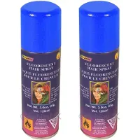 Rubies Haar verf/spray - 2x - neon blauw - spuitbus - 125 ml - Carnaval