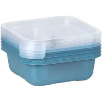 Juypal Hogar Vershoudbakjes/lunchboxen - set van 4x st - 900 ml - blauw/transparant- L16 x B16 cm - Mealprep - Maaltijden bewaren