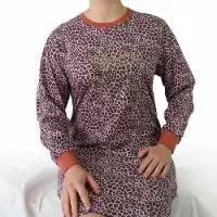 Irresistible Dames Nachthemd - Katoen - Panter Print - Roze - Maat 3XL