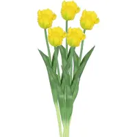 Countryfield Kunstbloem tulp Parkiet - 5x - geel - real touch - levensecht - 40 cm - decoratie bloemen