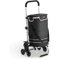 Juskys – Boodschappentrolley Treppensteiger – 56 Liter – 98 x 37 x 43 cm – Voorzien Van Koelvak En Trappenwielen En Reflectoren – Voor Boodschappen – Zwart Aluminium En Oxford-Stof