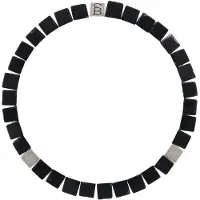 Steel & Barnett - Edelstenen armband - heren - Memphis Kubus Edelsteen Armband Obsidiaan - Obsidiaan - 20.5 CM