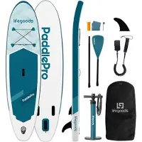 LifeGoods SUP Board Allround Compact - 100 KG Draagkracht - 300 x 76 cm - Opblaasbaar - Compleet SUP pakket - Wit/Deep Aqua
