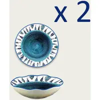 Arca Fish collection - Set van 2 Diepe Melamine Pasta/Soep Borden Ø20xH4cm – licht in gewicht – makkelijk stapelbaar – voor binnen en buiten