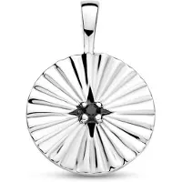 The Jewelry Collection Zilver Gerhodineerde hanger rondje gediamanteerd zirkonia 1333691