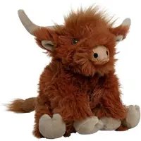Nature Planet Knuffeldier Schotse hooglander koe - zachte pluche stof - veel details - bruin - 17 cm - Cadeau - Kinderen - Boerderijdieren