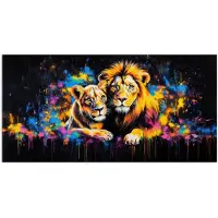 PosterMonkey Poster 80x40 cm - Leeuwen - Schilderij - Kleuren - Posters - Kamer decoratie - Wanddecoratie woonkamer - Muurdecoratie slaapkamer