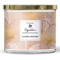 Woodbridge - Luxe Geurkaars Met 3 lonten GOLDEN ORCHIDS - bergamot steranijs heliotroop viooltjes lelietjes Van dalen