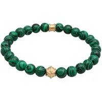 KUZZOI - Armband - Heren Malachiet look met geoxideerde Agaat bolletjes in 925 sterling zilver - Heren