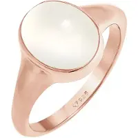 Elli - Elli Ringen Dames zegelring Ovale Blogger Trend met Maansteen in 925 Sterling Zilver Rose Goud Plated