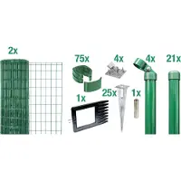 Alberts Fix-Clip pro als complete set, draadafscheidingskniestuk en slaggrondcontactdoos, antraciet of groen, hoogte 81-153 cm, lengte 10 m
