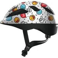 ABUS Fietshelm SMOOTY 2.0 white smiley S - 45-50 cm - wit - Geschikt voor gebruik op kinderfietsen - 200 g