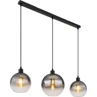 Globo Zwarte hanglamp Newcastle bol smoke glas 3-lichts
