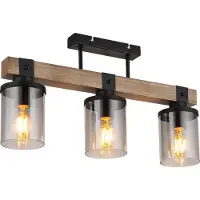 Globo 3-lichts plafondlamp Lila zwart met hout