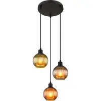 Globo Ronde hanglamp Zumba gekleurd glas 3-lichts Ø 36cm