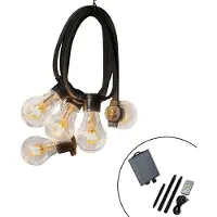 Konstsmide Led-lichtsnoer LED solar biertuinketting, 10 amberkleurige diodes, timer Afstandsbediening dimbaar, 8 lichtfuncties, zonnebox oplaadbaar via USB (2 stuks)