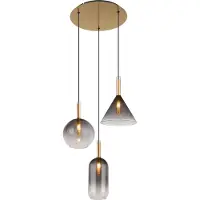 Globo Lighting - hanglamp - Elisabeth - messing - glas smoke glas - Ø 43cm - G9 - 16045-3H