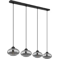 Globo Zwarte hanglamp Shaun 4-lichts recht