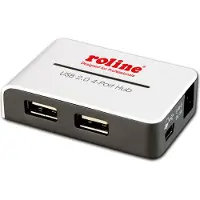 Roline USB 2.0 Hub, "Black and White", 4 poorts, met voeding