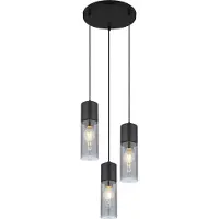 Globo Strakke Hanglamp Annika 3 Lichts Zwart Rond