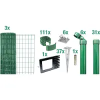 Alberts Fix-Clip pro als complete set, draadafscheidingskniestuk en slaggrondcontactdoos, antraciet of groen, hoogte 81-153 cm, lengte 10 m