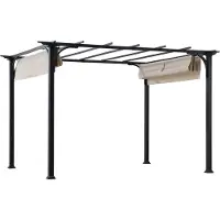 Sunjoy Pergola in creme textileen uittrekbaar met stalen powdercoated frame 363x272cm