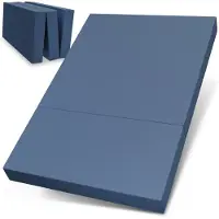 ELONEO Opvouwbaar Matras - 3-Delig Vouwmatras, Extra Dik 15 cm Schuim, Wasbaar en Draagbaar Logeermatras voor Volwassenen, Tweepersoonsbed (Blauw, 120 x 195 x 15 cm)