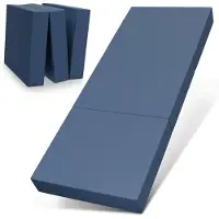 ELONEO Opvouwbaar Matras - 3-Delig Vouwmatras, Extra Dik 15 cm Schuim, Wasbaar en Draagbaar Logeermatras voor Volwassenen, Eenpersoonsbed (Blauw, 90 x 200 x 15 cm)