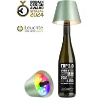Sompex Flessenlamp " TOP " met houdbare kurk| 2.0 Led| Groen metallic - indoor / outdoor - oplaadbaar | RGB