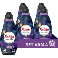 Robijn - Vloeibaar Wasmiddel - Klein & krachtig - Black Velvet - 4 flessen - 88 Wasbeurten - Voordeelverpakking