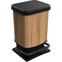 Rotho Paso pedaalemmer - prullenbak 20L - BPA vrij - hout look