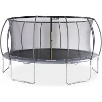 Sweeek Trampoline rond Ø 490cm grijs met veiligheidsnet aan binnenzijde - Jupiter Inner – Nieuw model - trampoline voor tuin 4,9m 490 cm |Kwaliteit PRO. | EU Normen.
