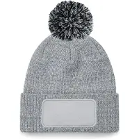 Beechfield Snowstar patch beanie B443 - Heather Grey / Black - One size