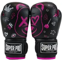 Super Pro Combat Gear Bokshandschoenen Kids Bear - Zwart/Roze - 4 oz