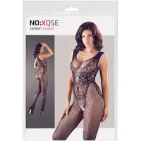 NO:XQSE - bodystocking zonder mouwen - openkant netstof - zwart (S-L)