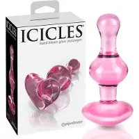 Icicles No. 75 - glazen buttplug met hartje - roze