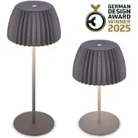 Briloner Champ - Oplaadbare Tafellamp - snoerloze lamp - met touch dimbaar - voor binnen en buiten - german design award winner 2025 - antraciet - Ø14,5 x 36,5 cm