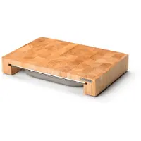 Continenta houten snijplank in Rubberwood - met inox lade - kopshout - 39 x 27 cm
