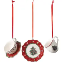Villeroy & Boch Toy's Delight Kerstversiering Pak Van 3 Rood - Kerstballen Porselein Red - 14-8659-6665