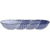 Tokyo Design Studio - Nippon Blue Assorted Designs Ramen Bowl / Poke bowl 21x7.8cm 1000ml 4pcs ASS-1 1/12