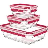 Tefal MasterSeal Glas lunchtrommel 3-pack Rood