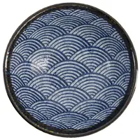 Tokyo Design Studio Aisai Seigaiha Ramen Kom 1,3 L - Serveerkommen Porselein Blue - 18581