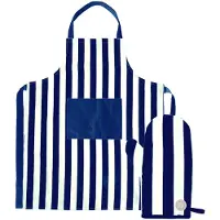 Sagaform Aron schort en ovenwant set Blauw-beige