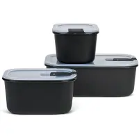 Mepal EasyClip set vershouddozen (2x450 ml + 1000 ml) - Nordic black - Meal prep bakje - Vershoudbakje - Diepvriesbakje - Meal prep bakje